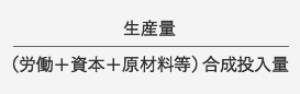 生産量/（労働＋資本＋原材料等）合成投入量